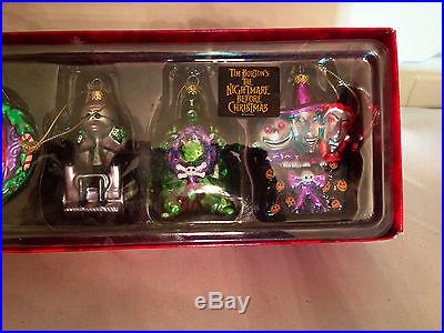 Nightmare Before Christmas DISNEY STORE EXCL BLOWN GLASS ORNAMENT SET, MINT