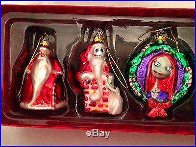 Nightmare Before Christmas DISNEY STORE EXCL BLOWN GLASS ORNAMENT SET, MINT
