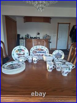 Nikko Americana Christmas Dinnerware Design By Charles Wysocki 31 Piece Grouping