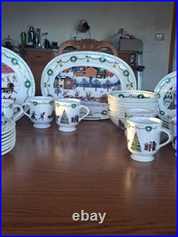 Nikko Americana Christmas Dinnerware Design By Charles Wysocki 31 Piece Grouping