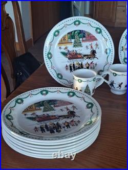 Nikko Americana Christmas Dinnerware Design By Charles Wysocki 31 Piece Grouping