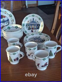 Nikko Americana Christmas Dinnerware Design By Charles Wysocki 31 Piece Grouping