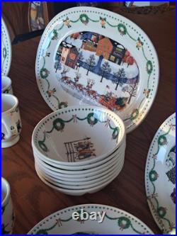 Nikko Americana Christmas Dinnerware Design By Charles Wysocki 31 Piece Grouping