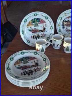 Nikko Americana Christmas Dinnerware Design By Charles Wysocki 31 Piece Grouping
