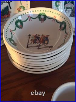Nikko Americana Christmas Dinnerware Design By Charles Wysocki 31 Piece Grouping