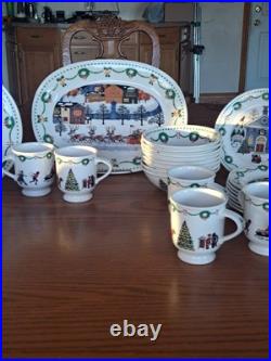 Nikko Americana Christmas Dinnerware Design By Charles Wysocki 31 Piece Grouping