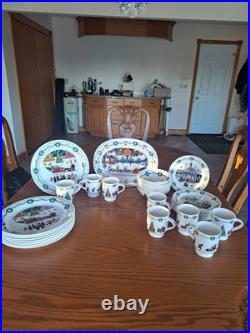 Nikko Americana Christmas Dinnerware Design By Charles Wysocki 31 Piece Grouping