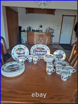Nikko Americana Christmas Dinnerware Design By Charles Wysocki 31 Piece Grouping