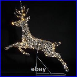 Noma 1.5m Christmas Grey Rattan Leaping Reindeer Stag LED Dual Colour Figure