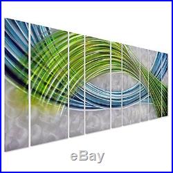 Non-Corrosive Aluminum Metal Wall Art Decor Abstract Blue-Green Swirls 86 x 32