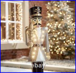 Norbert the Nutcracker 3ft Grey Colour Christmas Decorations Lights Up New