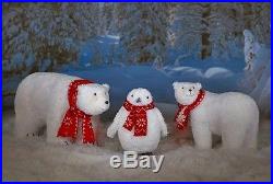 North Pole Polar Bear Penguin Combo Christmas Yard Animals + Spot Light Holder
