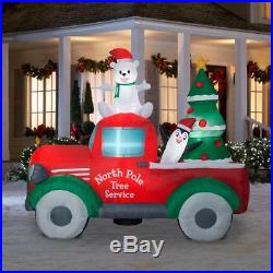 North Pole Tree Service Truck AIrblown Inflatable Christmas Yard Decor 9' wide