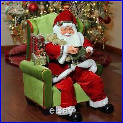 Northlight 32 Jolly Santa Claus Sitting In Green Arm Chair Christmas Figure