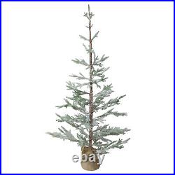 Northlight 5-Foot Snow Covered Slim Pine Artificial Christmas Tree Jute Base