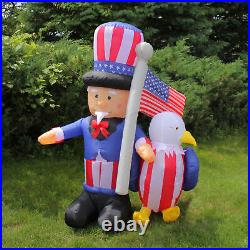 Northlight 6' Inflatable Lighted Uncle Sam American Flag Eagle Yard Decor