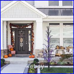 Northlight 6' Pre-Lit Black Cascade Outdoor Halloween Twig Tree, Purple Lights