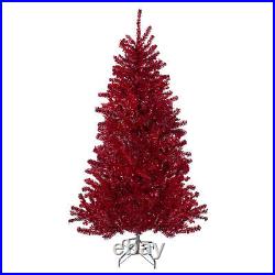 Northlight 7 Metallic Red Tinsel Artificial Christmas Tree Unlit