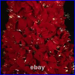 Northlight Pre-Lit Fiber Optic Color Changing Red Poinsettia Christmas Tree