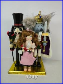 Nutcracker Ballet Trio of Nutcrackers Drosselmeyer Clara in Pink Mouse King-RARE