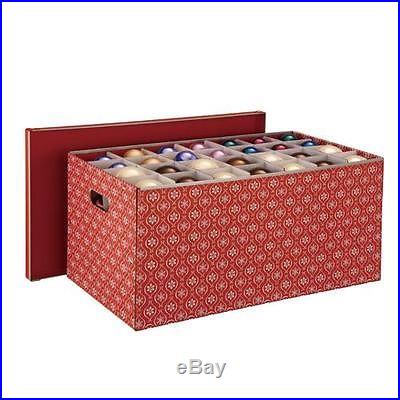 OIA Red Paper Holiday Ornament Storage Box- Holds 56 Ornaments
