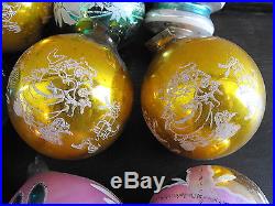 OLD VTG CHRISTMAS HOLIDAY STENCIL GLASS BULB BALL ORNAMENT DECORATION LOT OF 46