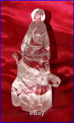 ORREFORS OF SWEDEN Crystal Abstract Christmas Standing Snowman Figurine Ornament