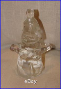 ORREFORS OF SWEDEN Crystal Abstract Christmas Standing Snowman Figurine Ornament