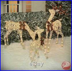 Outdoor Christmas Yard Decor Set Of 3 Xmas Deer Family Decoration Holiday Home