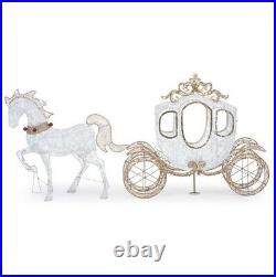 OUTDOOR HORSE CARRIAGE Christmas Yard Decoration Cool White LED Lights