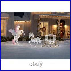 OUTDOOR HORSE CARRIAGE Christmas Yard Decoration Cool White LED Lights