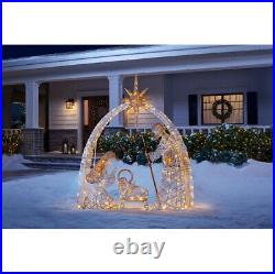 OUTDOOR NATIVITY SCENE Gold Christmas Yard Decoration Warm White LED Lights