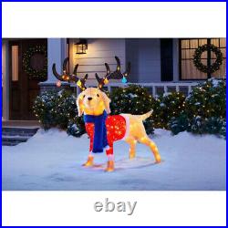 OUTDOOR REINDEER DOG Multicolor Bulbs LED Lights Christmas Yard Decoration Brown