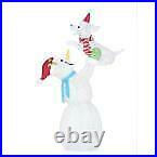 OUTDOOR SNOWMAN WITH DOG Christmas Yard Decoration Cool White LED Lights