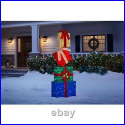 OUTDOOR STACKED GIFT BOX Christmas Yard Decoration Multicolor LED Lights
