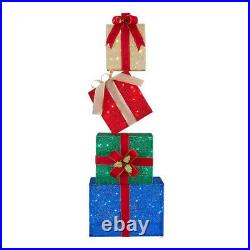 OUTDOOR STACKED GIFT BOX Christmas Yard Decoration Multicolor LED Lights