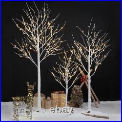 Of 3 Lighted Birch Tree 4FT 6FT and 8FT LED Artificial Tree for Decoration Insid