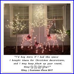 Of 3 Lighted Birch Tree 4FT 6FT and 8FT LED Artificial Tree for Decoration Insid
