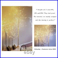 Of 3 Lighted Birch Tree 4FT 6FT and 8FT LED Artificial Tree for Decoration Insid