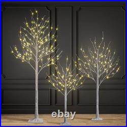 Of 3 Lighted Birch Tree 4FT 6FT and 8FT LED Artificial Tree for Decoration Insid