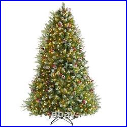 Okicoler Green Flocked Artificial Holiday Christmas Pine Tree for Home, Offic
