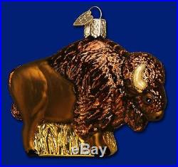 Old World Christmas American Bison Buffalo Glass Ornament 12131 New FREE BOX