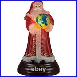 Old World Christmas Blown Glass Tabletop Lamp, World Peace Santa Light