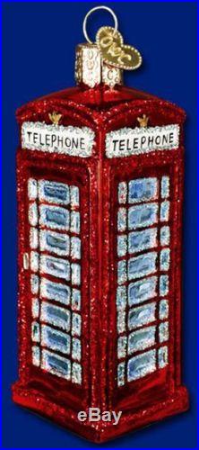 Old World Christmas English Phone Booth Glass Ornament 20033 British Decoration