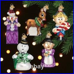 Old World Christmas Rudolph The Red Nosed Reindeer 5 Pc Glass Ornament Set #1