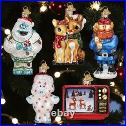 Old World Christmas Rudolph The Red Nosed Reindeer 5 Pc Glass Ornament Set #2