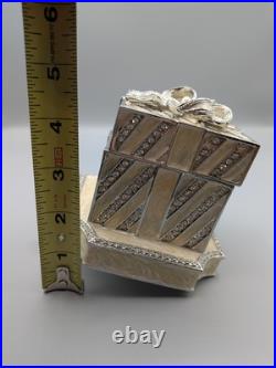 Olivia Riegel Striped White Gift Box Crystal Stocking Holder