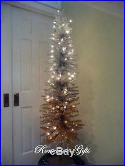 Ombre Gold Slim Christmas Tree 5 Ft Pre-lit with105 Thanksgiving Halloween Autumn