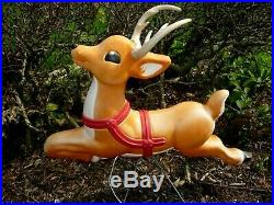 One Blow Mold Reindeer Santa's Flying Reindeer Lighted Plastic 29