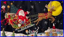 One left! Santa's sleigh BIG Christmas pillow! Handmade felt New World Arts
